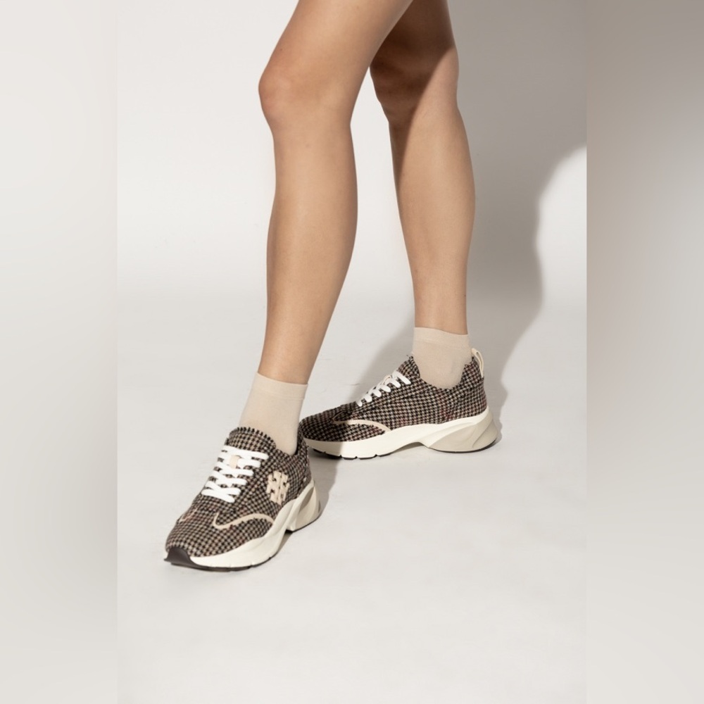 Tory Burch Good Luck Low Top Trainer Sneakers in Herringbone Tweed/New Ivory